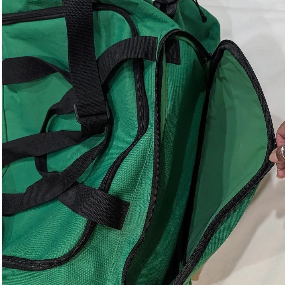 Polo Ralph Green Black Duffel Bag Big Pony 3 Logo Travel Gym